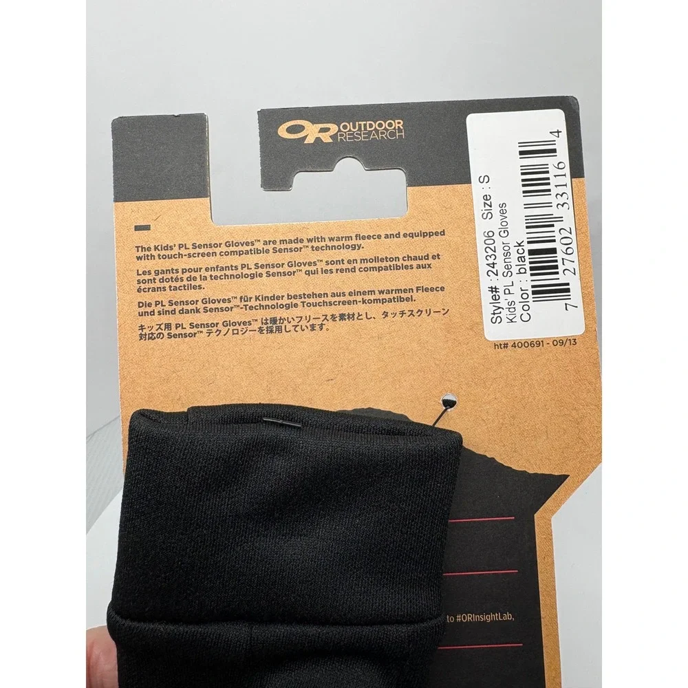 Outdoor‎ Research Kids PL Sensor Gloves Touchscreen Compatible Black Size S